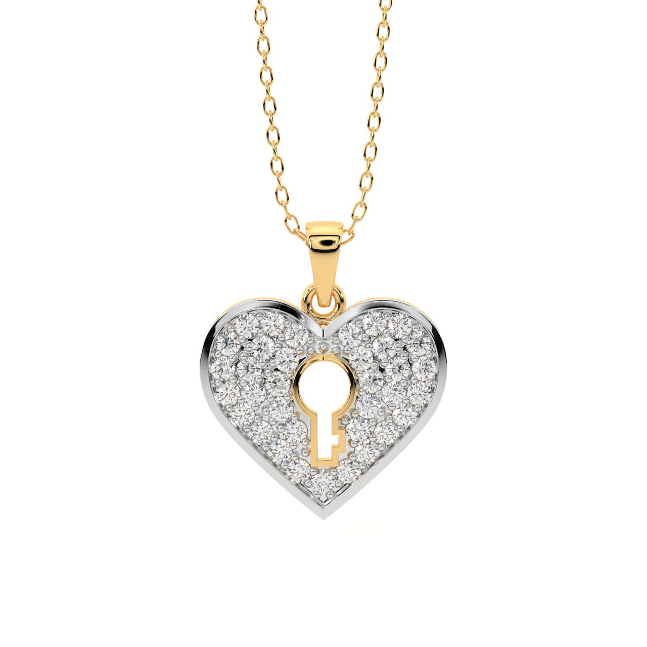 Lock Heart Diamond Pendant